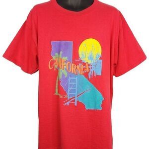 California T Shirt Vintage 90s Travel Golden Gate Bridge Palm Trees Mens Size XL